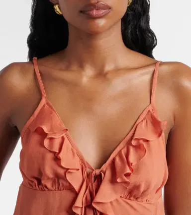 Poupette St Barth Maja ruffled chiffon top | Thumbnail 2