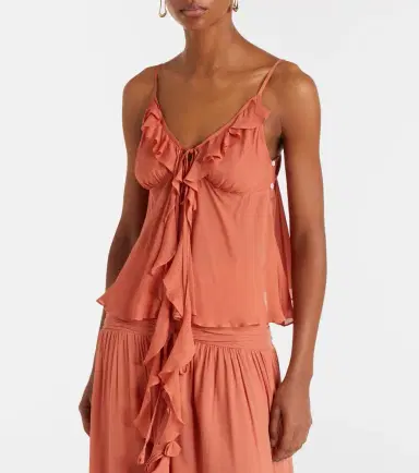 Poupette St Barth Maja ruffled chiffon top | Thumbnail 4