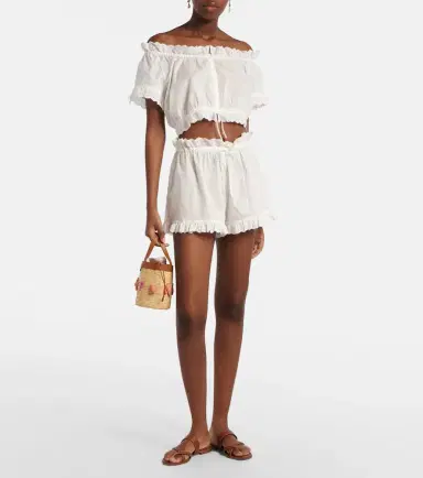 Poupette St Barth Cory pointelle cotton shorts | Thumbnail 3