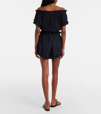 Poupette St Barth Cory broderie anglaise cotton poplin shorts | Thumbnail 3