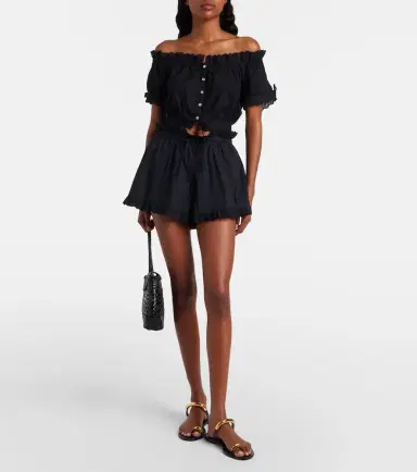 Poupette St Barth Cory broderie anglaise cotton poplin shorts | Thumbnail 4