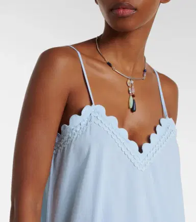 Juliet Dunn Embroidered scalloped cotton midi dress | Thumbnail 2