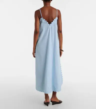 Juliet Dunn Embroidered scalloped cotton midi dress | Thumbnail 5