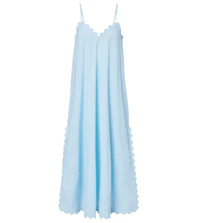 Juliet Dunn Embroidered scalloped cotton midi dress