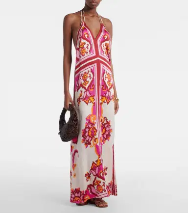 Poupette St Barth Mary printed halterneck satin maxi dress | Thumbnail 3