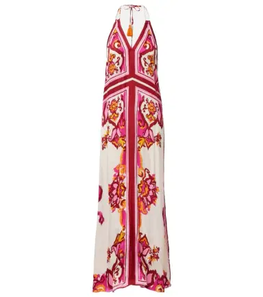 Poupette St Barth Mary printed halterneck satin maxi dress | Thumbnail 1