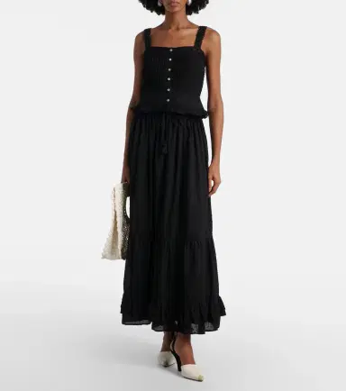 Poupette St Barth Clara tiered cotton maxi skirt | Thumbnail 2