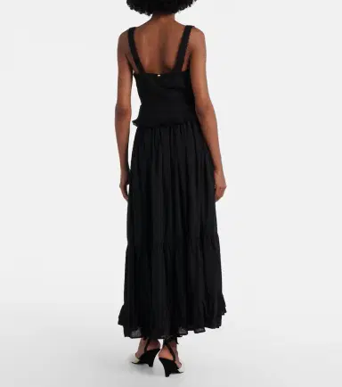Poupette St Barth Clara tiered cotton maxi skirt | Thumbnail 6