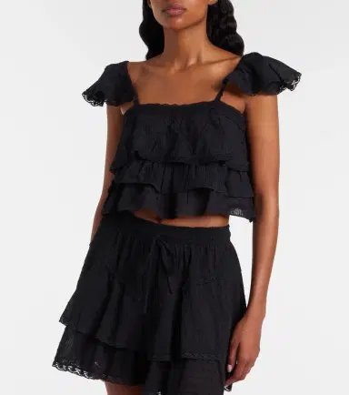 Poupette St Barth Anya ruffled cotton crop top | Thumbnail 3