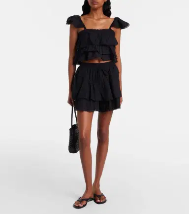 Poupette St Barth Anya ruffled cotton crop top | Thumbnail 5
