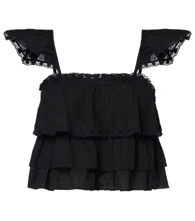 Poupette St Barth Anya ruffled cotton crop top | Thumbnail 1
