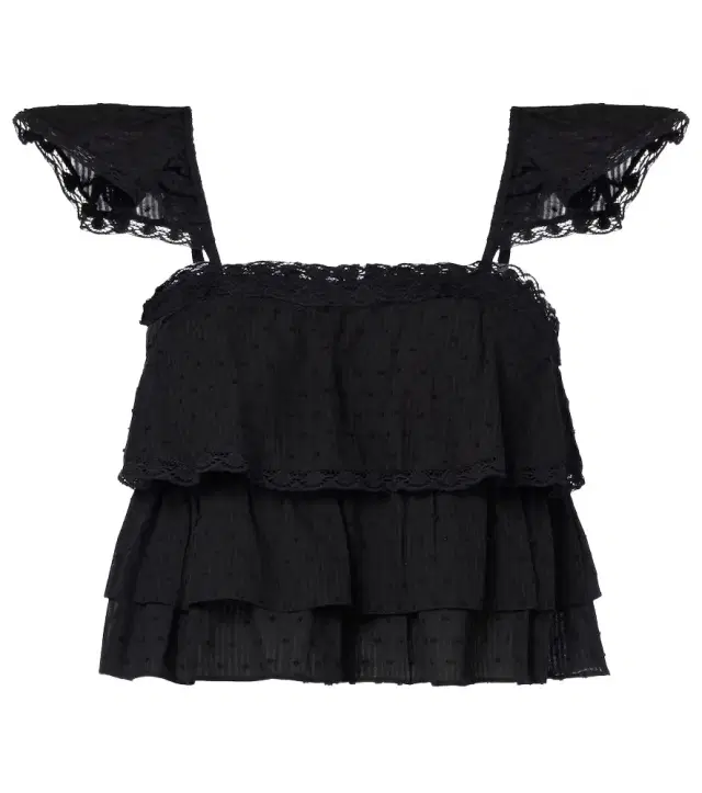 Poupette St Barth Anya ruffled cotton crop top
