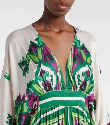 Poupette St Barth Sol floral satin kaftan | Thumbnail 3