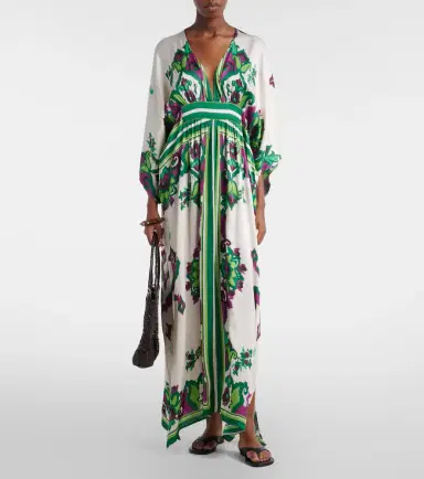 Poupette St Barth Sol floral satin kaftan | Thumbnail 4