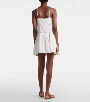 Poupette St Barth Nora lace-trimmed halterneck cotton minidress | Thumbnail 2