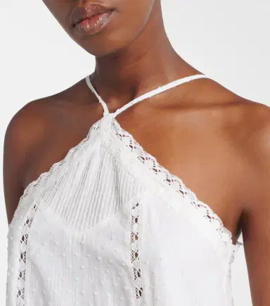 Poupette St Barth Nora lace-trimmed halterneck cotton minidress | Thumbnail 3