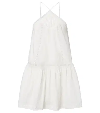 Poupette St Barth Nora lace-trimmed halterneck cotton minidress | Thumbnail 1