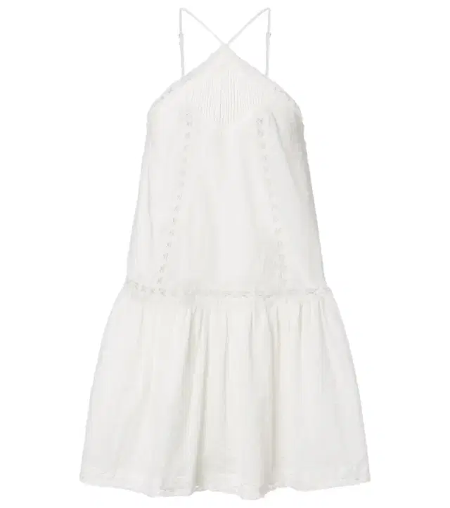 Nora lace-trimmed halterneck cotton minidress