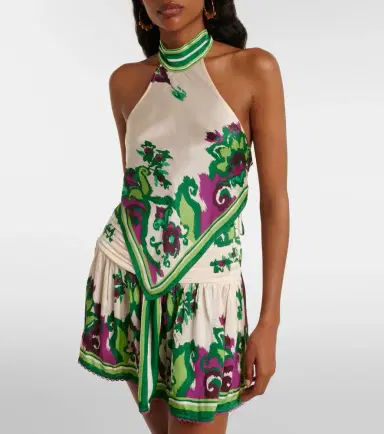 Poupette St Barth Guilia printed halterneck satin top | Thumbnail 3