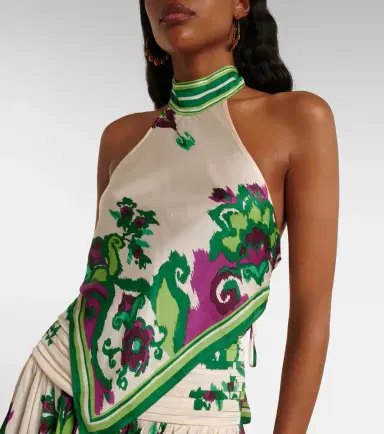 Poupette St Barth Guilia printed halterneck satin top | Thumbnail 4