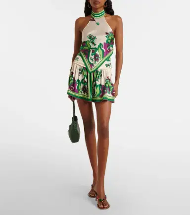 Poupette St Barth Guilia printed halterneck satin top | Thumbnail 5