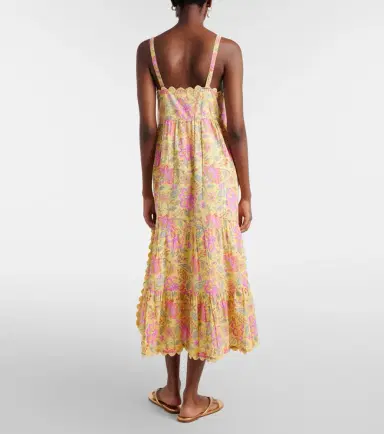 Juliet Dunn Floral scalloped cotton midi dress | Thumbnail 3