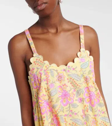 Juliet Dunn Floral scalloped cotton midi dress | Thumbnail 5