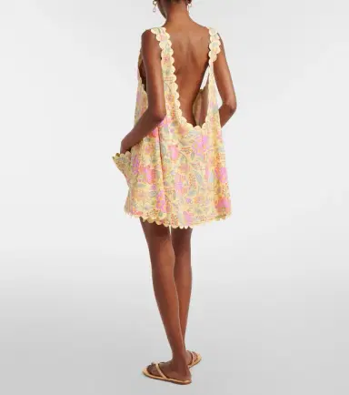 Juliet Dunn Floral scalloped cotton minidress | Thumbnail 4