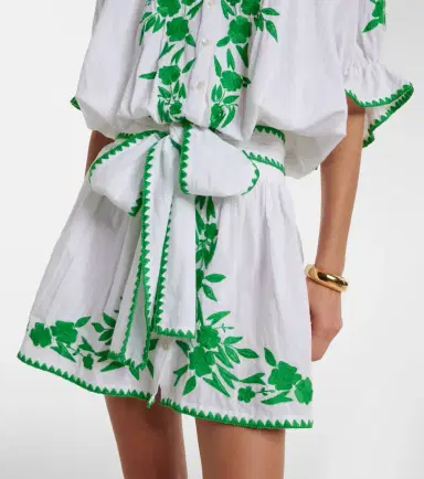 Juliet Dunn Embroidered cotton and linen minidress | Thumbnail 2