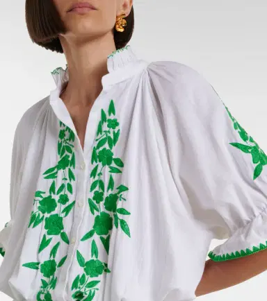 Juliet Dunn Embroidered cotton and linen minidress | Thumbnail 3