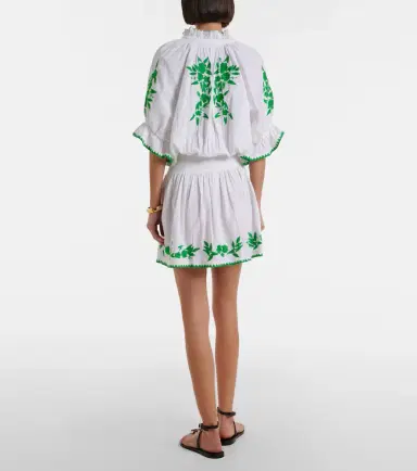 Juliet Dunn Embroidered cotton and linen minidress | Thumbnail 5