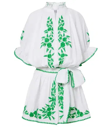 Juliet Dunn Embroidered cotton and linen minidress | Thumbnail 1
