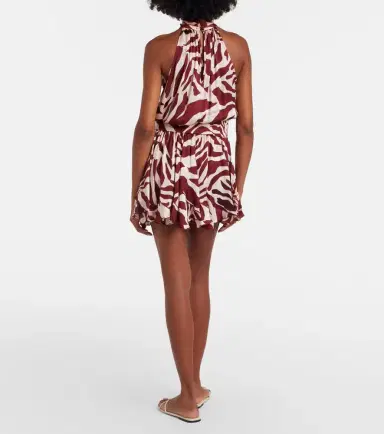 Poupette St Barth Bianca printed halterneck satin minidress | Thumbnail 3