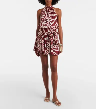 Poupette St Barth Bianca printed halterneck satin minidress | Thumbnail 4