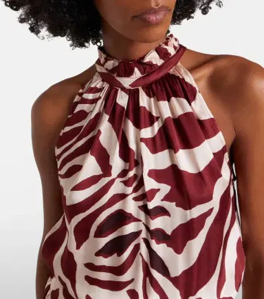 Poupette St Barth Bianca printed halterneck satin minidress | Thumbnail 6