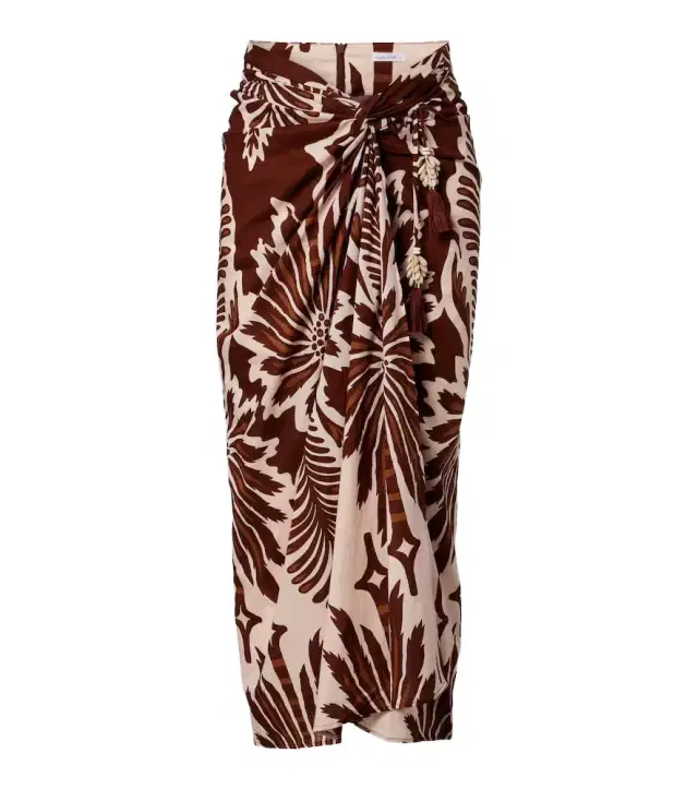 Poupette St Barth Uma printed cotton midi skirt