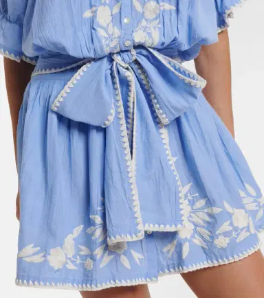 Juliet Dunn Embroidered cotton chambray minidress | Thumbnail 4