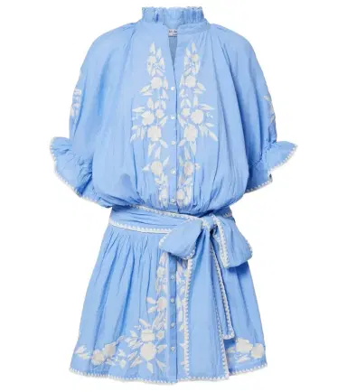 Juliet Dunn Embroidered cotton chambray minidress | Thumbnail 1