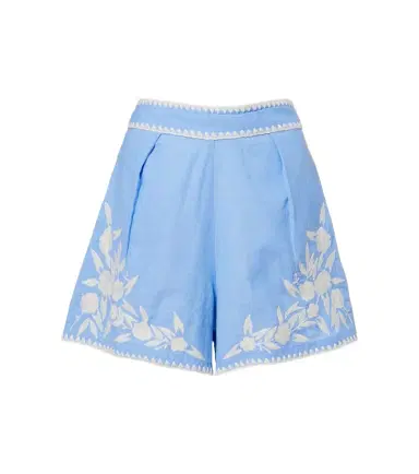 Juliet Dunn Embroidered cotton chambray shorts | Thumbnail 1