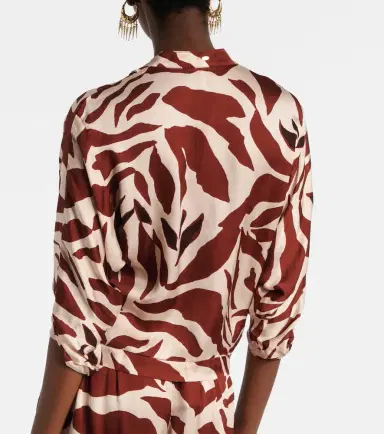 Poupette St Barth Azia printed tie-detail satin blouse | Thumbnail 5