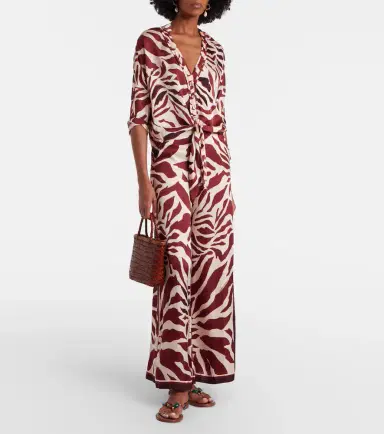 Poupette St Barth Azia printed tie-detail satin blouse | Thumbnail 6