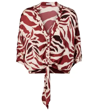 Poupette St Barth Azia printed tie-detail satin blouse | Thumbnail 1