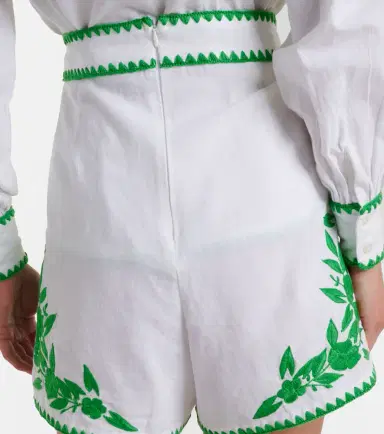 Juliet Dunn Embroidered cotton and linen shorts | Thumbnail 2