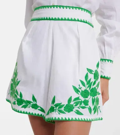 Juliet Dunn Embroidered cotton and linen shorts | Thumbnail 4
