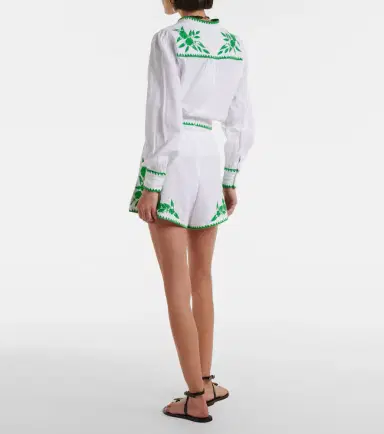 Juliet Dunn Embroidered cotton and linen shorts | Thumbnail 5