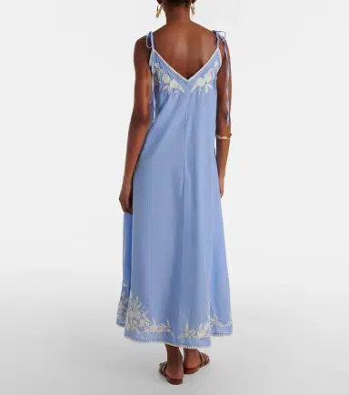 JULIET DUNN Embroidered cotton and linen chambray midi dress | Thumbnail 2 JULIET DUNN Embroidered cotton and linen chambray midi dress | Thumbnail 2