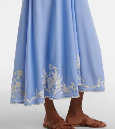 JULIET DUNN Embroidered cotton and linen chambray midi dress | Thumbnail 4 JULIET DUNN Embroidered cotton and linen chambray midi dress | Thumbnail 4