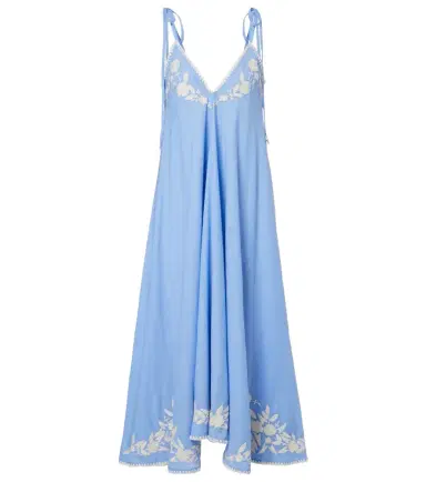 JULIET DUNN Embroidered cotton and linen chambray midi dress | Thumbnail 1 JULIET DUNN Embroidered cotton and linen chambray midi dress | Thumbnail 1
