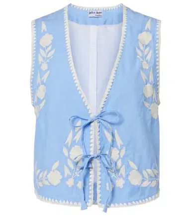 Juliet Dunn Embroidered cotton chambray vest | Thumbnail 1