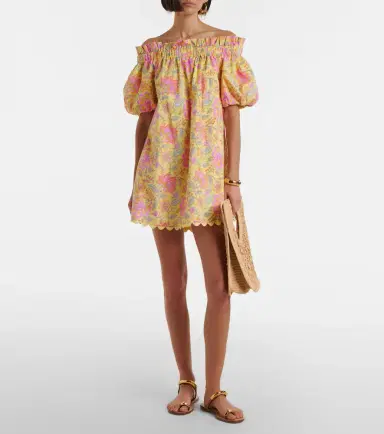Juliet Dunn Floral off-shoulder cotton minidress | Thumbnail 4